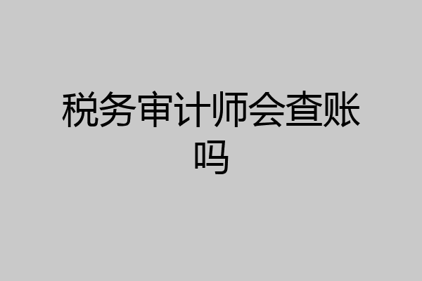 税务审计师会查账吗