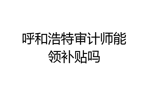 呼和浩特审计师能领补贴吗