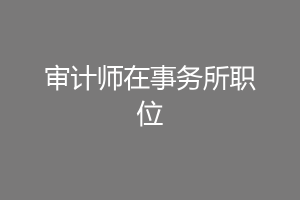 审计师在事务所职位