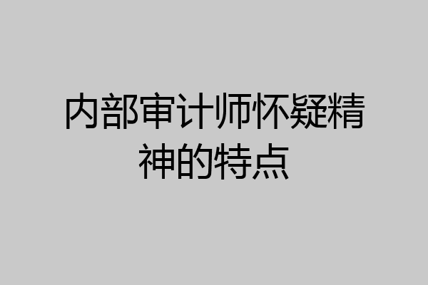 内部审计师怀疑精神的特点