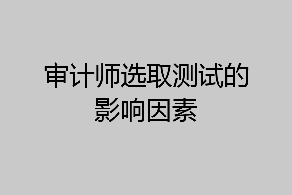 审计师选取测试的影响因素