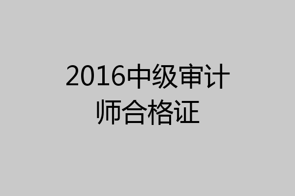2016中级审计师合格证
