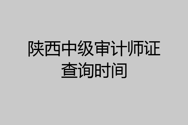 陕西中级审计师证查询时间