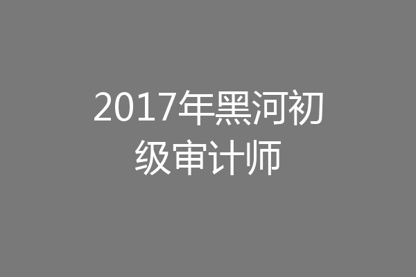 2017年黑河初级审计师
