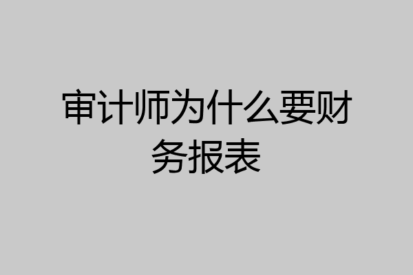 审计师为什么要财务报表