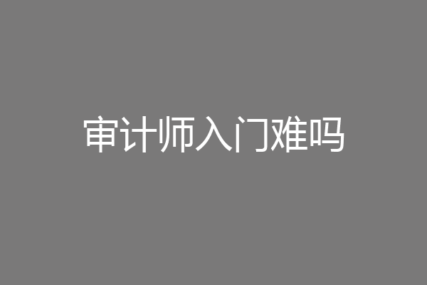 审计师入门难吗