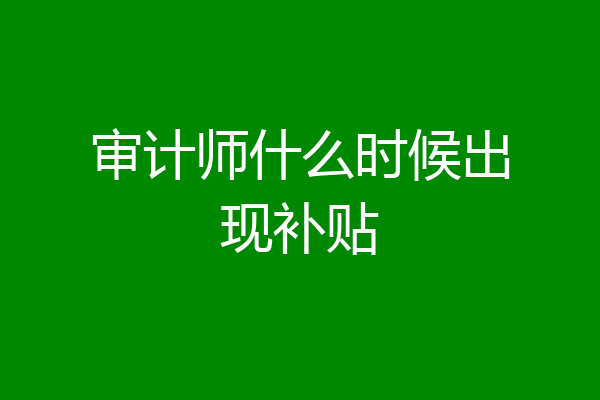 审计师什么时候出现补贴