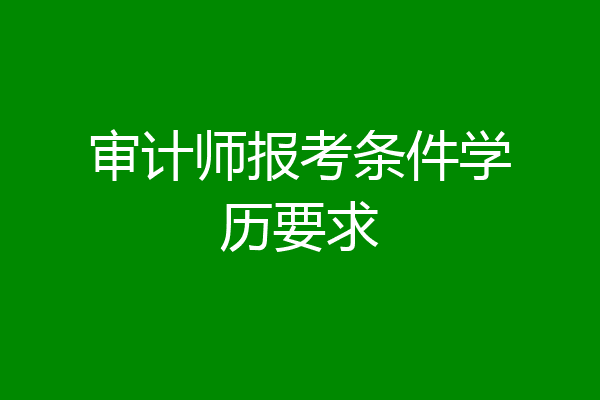 审计师报考条件学历要求