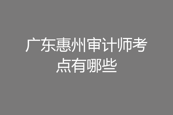 广东惠州审计师考点有哪些
