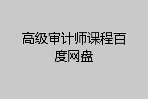 高级审计师课程百度网盘