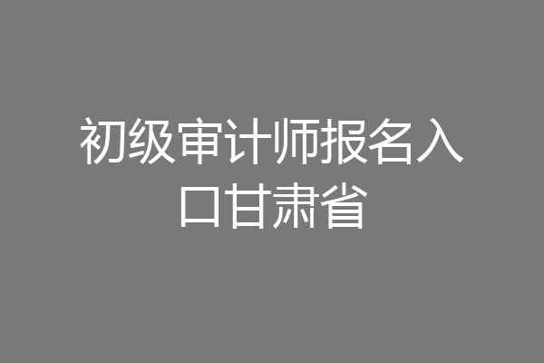 初级审计师报名入口甘肃省