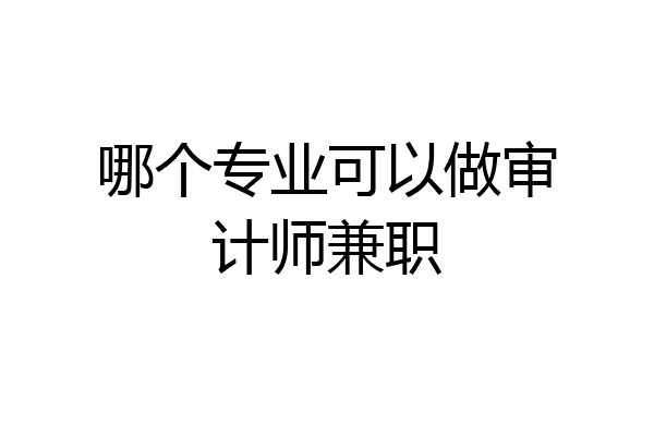 哪个专业可以做审计师兼职
