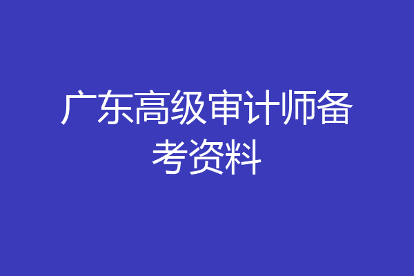 广东高级审计师备考资料