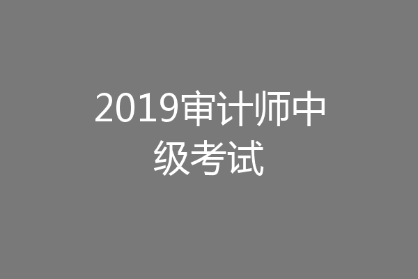 2019审计师中级考试