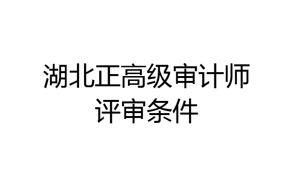 湖北正高级审计师评审条件
