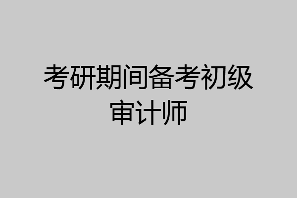 考研期间备考初级审计师