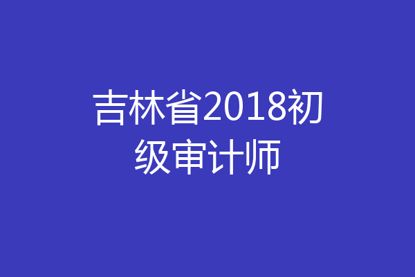 吉林省2018初级审计师