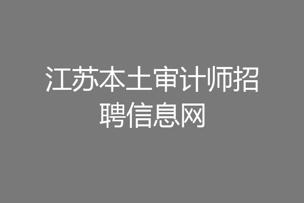 江苏本土审计师招聘信息网