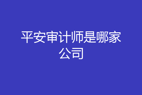 平安审计师是哪家公司