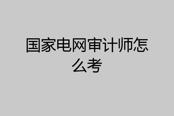 国家电网审计师怎么考
