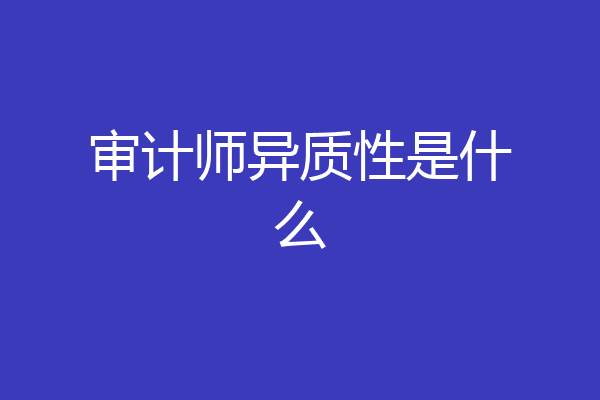 审计师异质性是什么