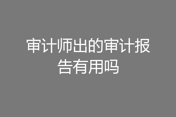审计师出的审计报告有用吗