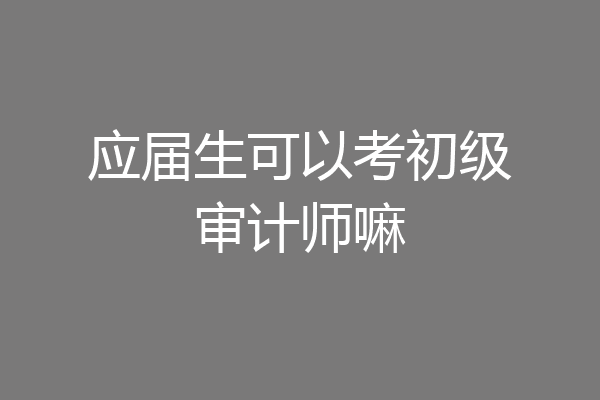 应届生可以考初级审计师嘛