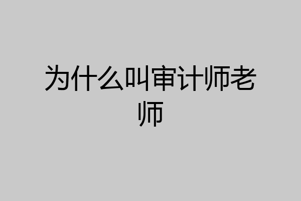 为什么叫审计师老师