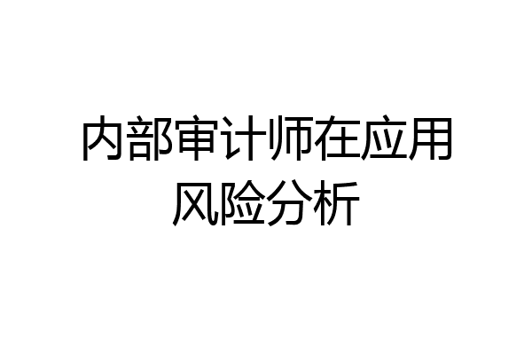 内部审计师在应用风险分析