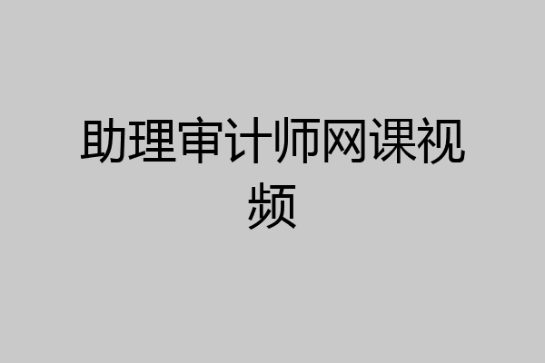 助理审计师网课视频