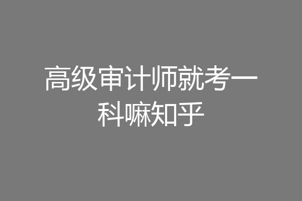 高级审计师就考一科嘛知乎