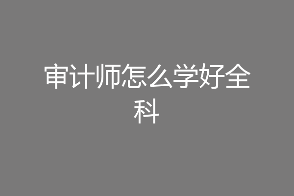 审计师怎么学好全科