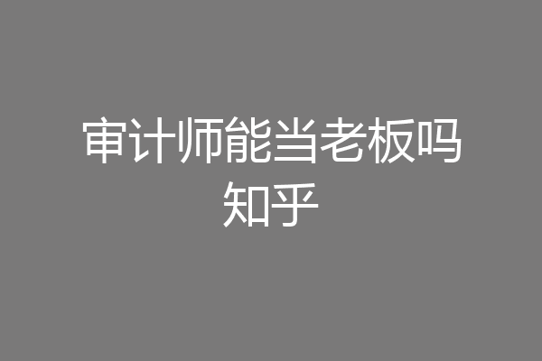 审计师能当老板吗知乎