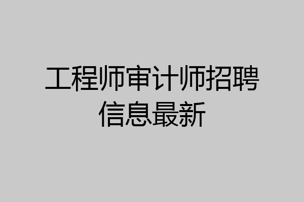 工程师审计师招聘信息最新