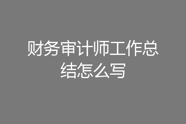 财务审计师工作总结怎么写