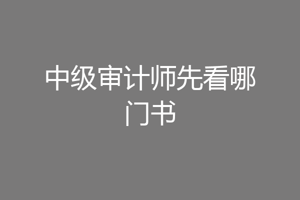 中级审计师先看哪门书