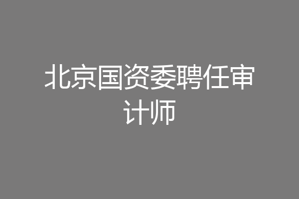 北京国资委聘任审计师