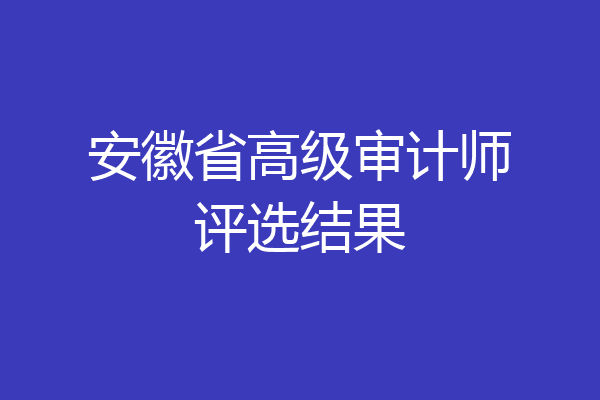 安徽省高级审计师评选结果