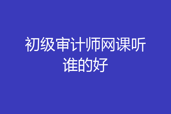 初级审计师网课听谁的好