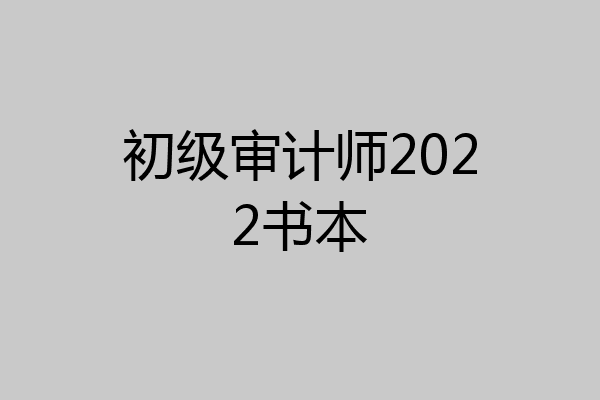 初级审计师2022书本