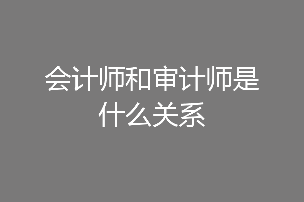 会计师和审计师是什么关系