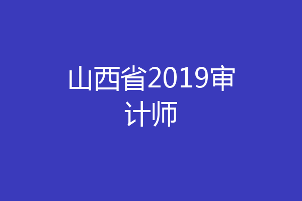 山西省2019审计师
