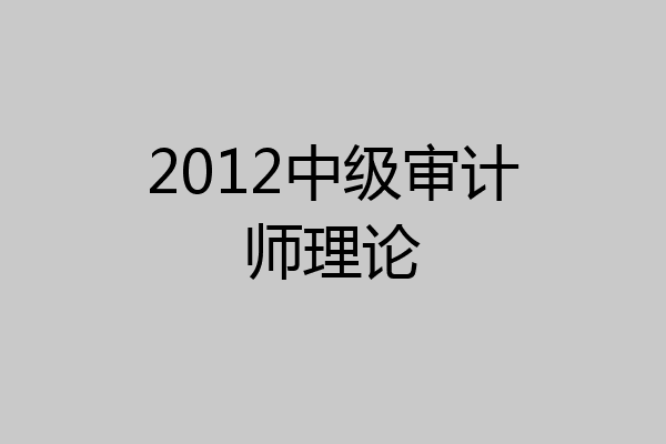 2012中级审计师理论