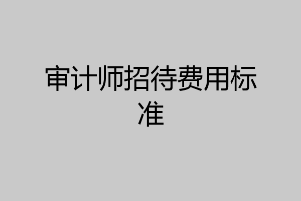 审计师招待费用标准