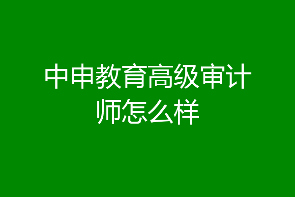 中申教育高级审计师怎么样