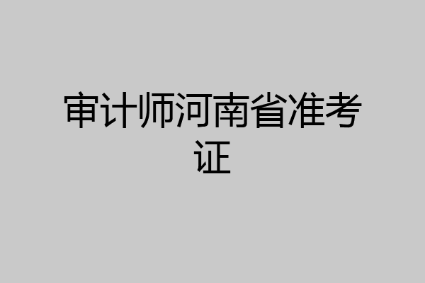 审计师河南省准考证