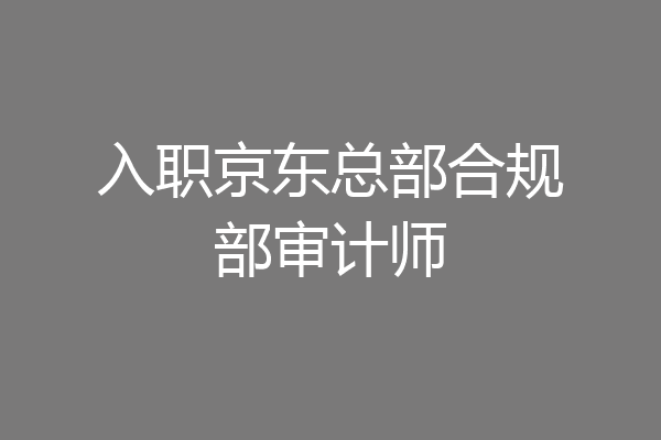 入职京东总部合规部审计师