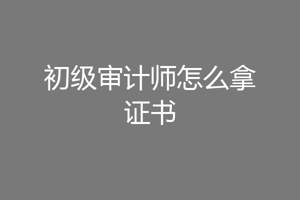 初级审计师怎么拿证书