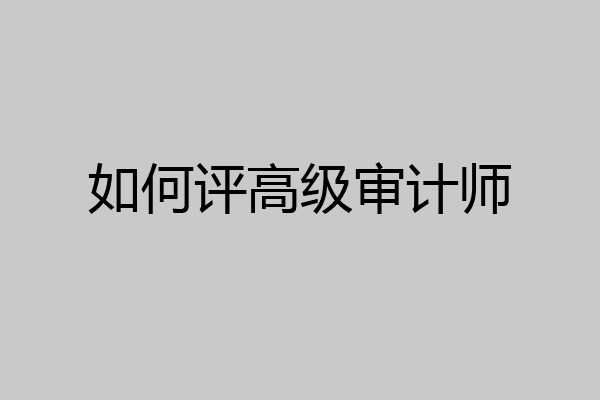如何评高级审计师
