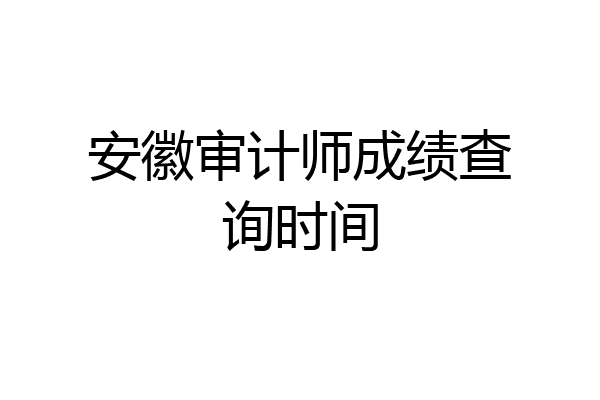 安徽审计师成绩查询时间